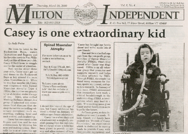 Casey O'Neill Newspaper Article